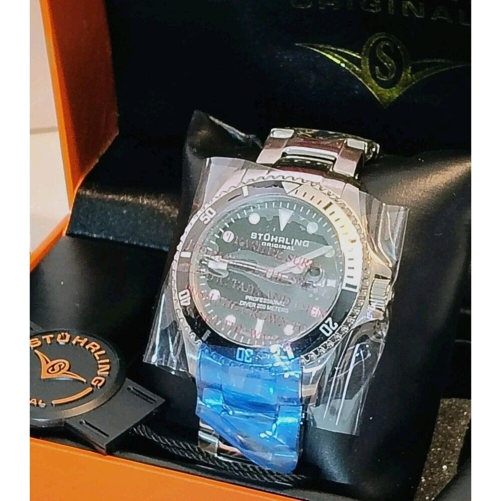 Stuhrling Original Swiss men Watch Quartz Professional Diver date 42mm 6.5”